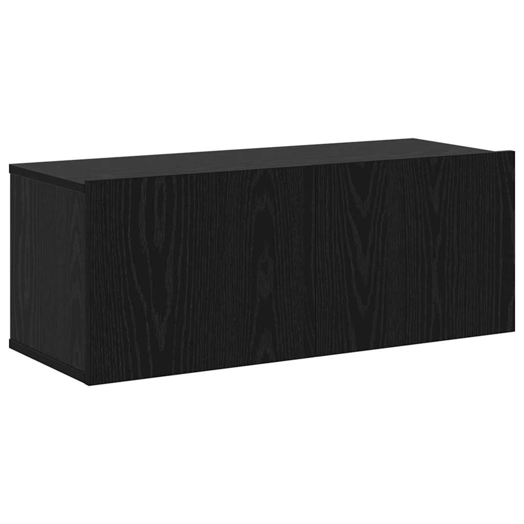 TV Cabinet Set 7 pcs Black Oak Engineered Wood