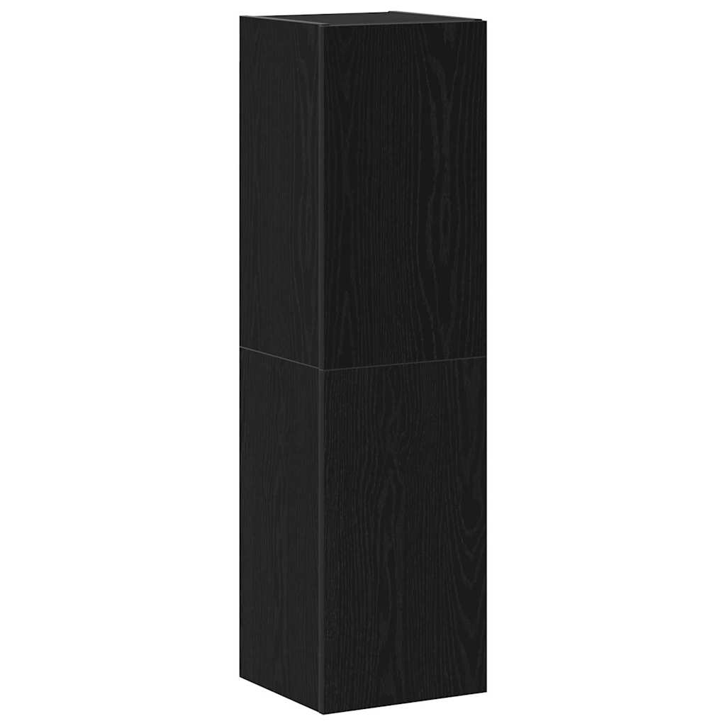 TV Cabinet Set 7 pcs Black Oak Engineered Wood