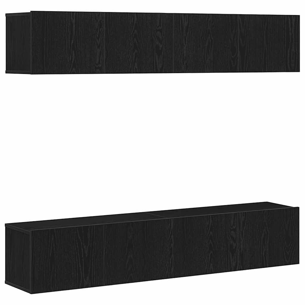 TV Cabinet Set 4 pcs Black Oak 80 x 30 x 30 cm