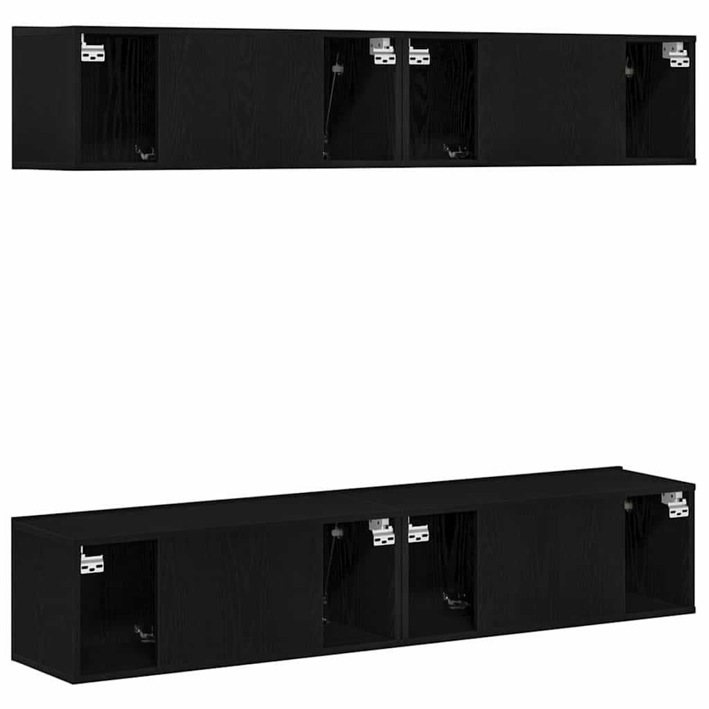 TV Cabinet Set 4 pcs Black Oak 80 x 30 x 30 cm