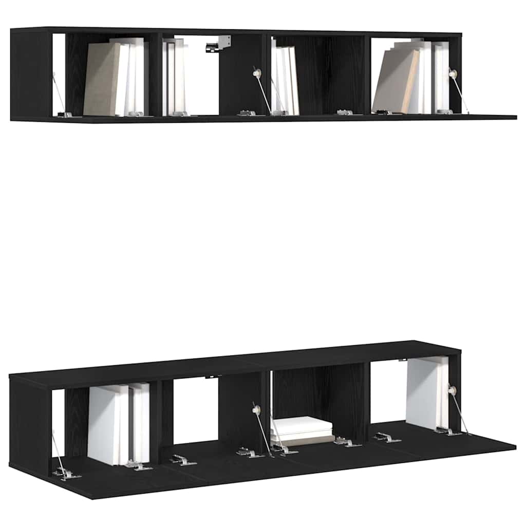 TV Cabinet Set 4 pcs Black Oak 80 x 30 x 30 cm