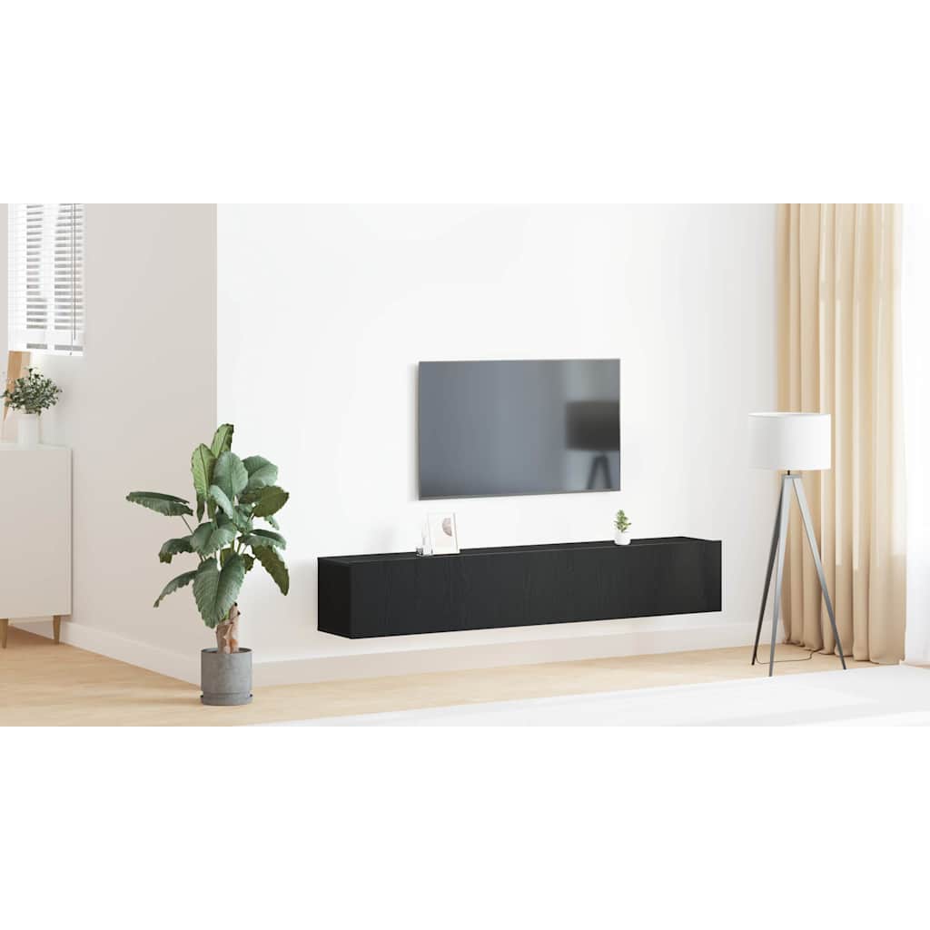 TV Cabinet Set 2 pcs Black Oak Engineered Wood