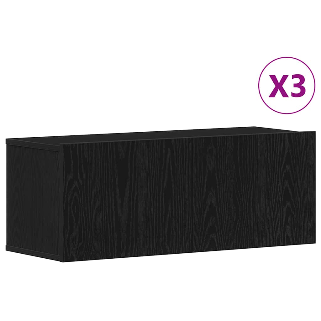 TV spintelių komplektas 3 pcs Juodas ąžuolas 80 x 30 x 30 cm