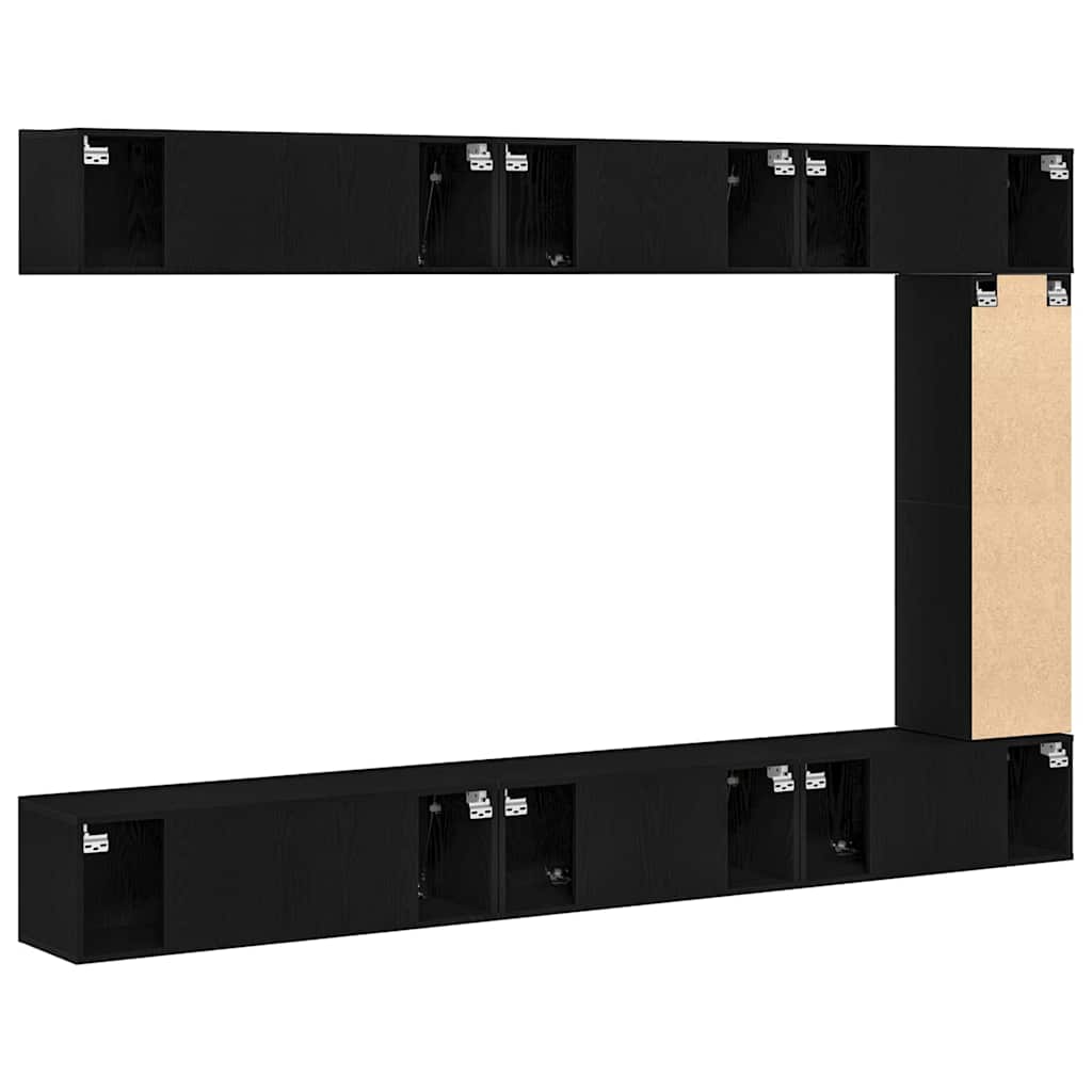 TV Cabinet Set 9 vnt. Juodas ąžuolas