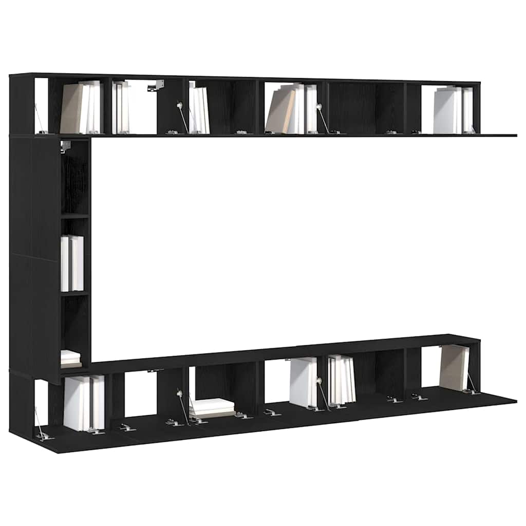 TV Cabinet Set 9 vnt. Juodas ąžuolas
