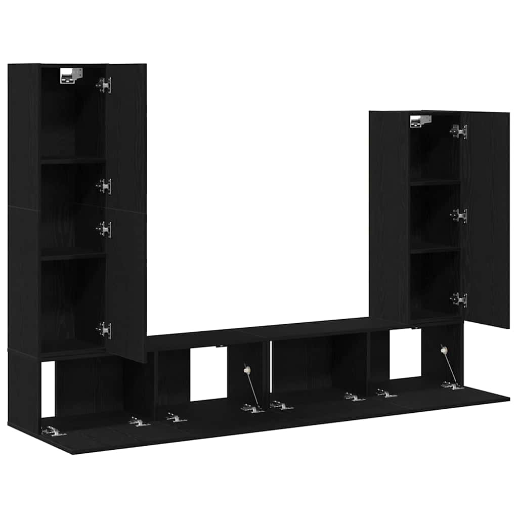 TV spintelių komplektas 6 pcs juoda ąžuolo 30.5 x 30 x 110 cm