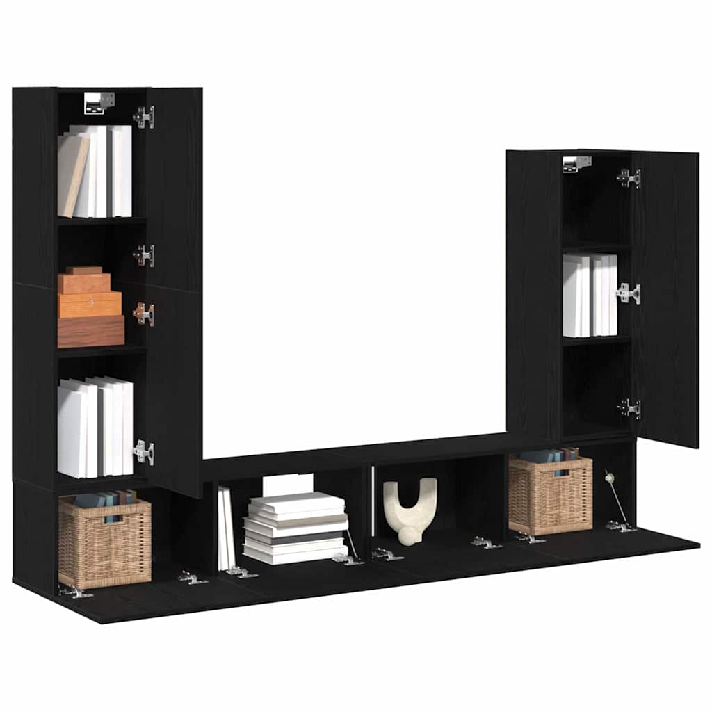 TV spintelių komplektas 6 pcs juoda ąžuolo 30.5 x 30 x 110 cm