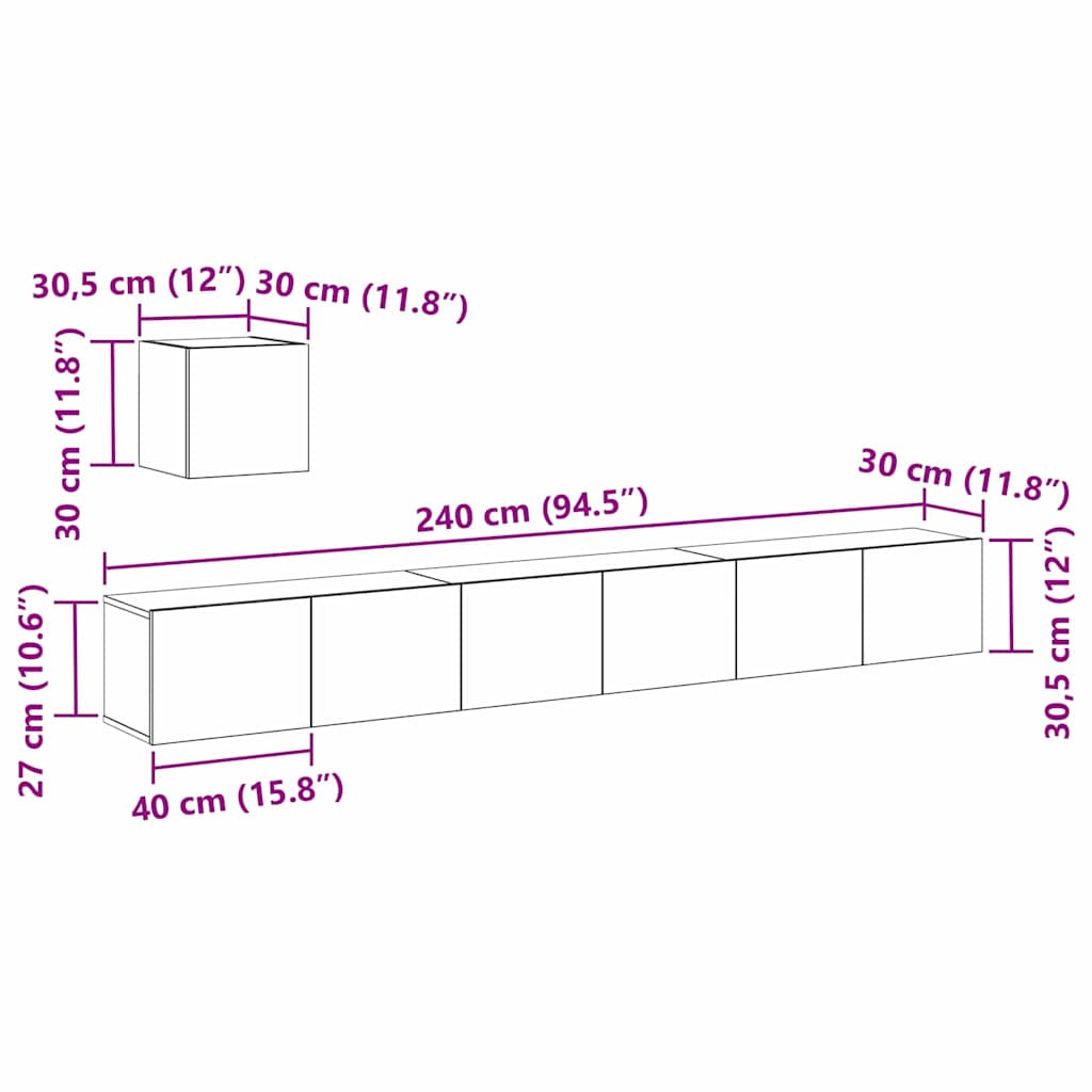 TV skapīšu komplekts Melns ozols Inženierijas koksne
