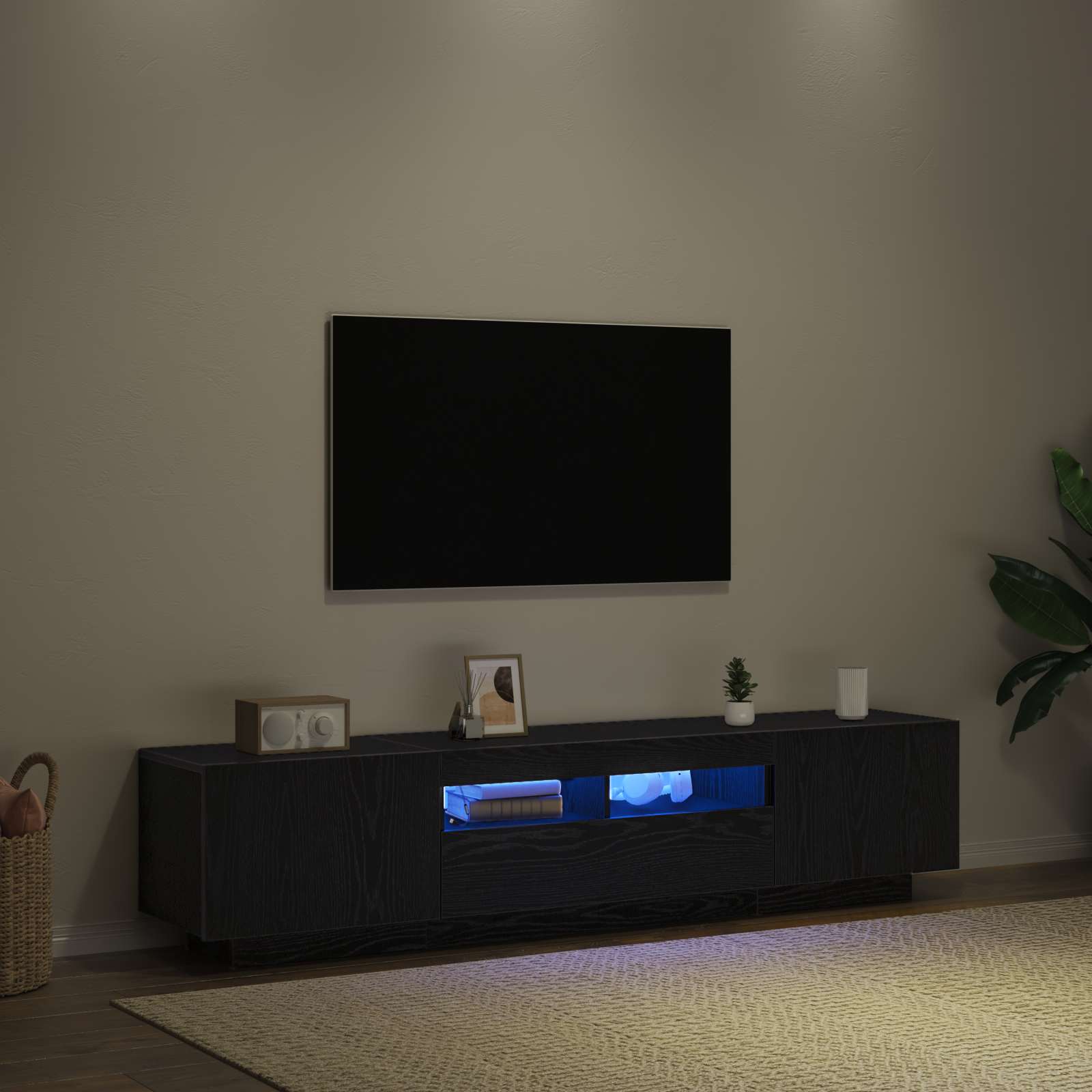 TV spintelių komplektas 2 pcs Juoda 180 x 35 x 40 cm