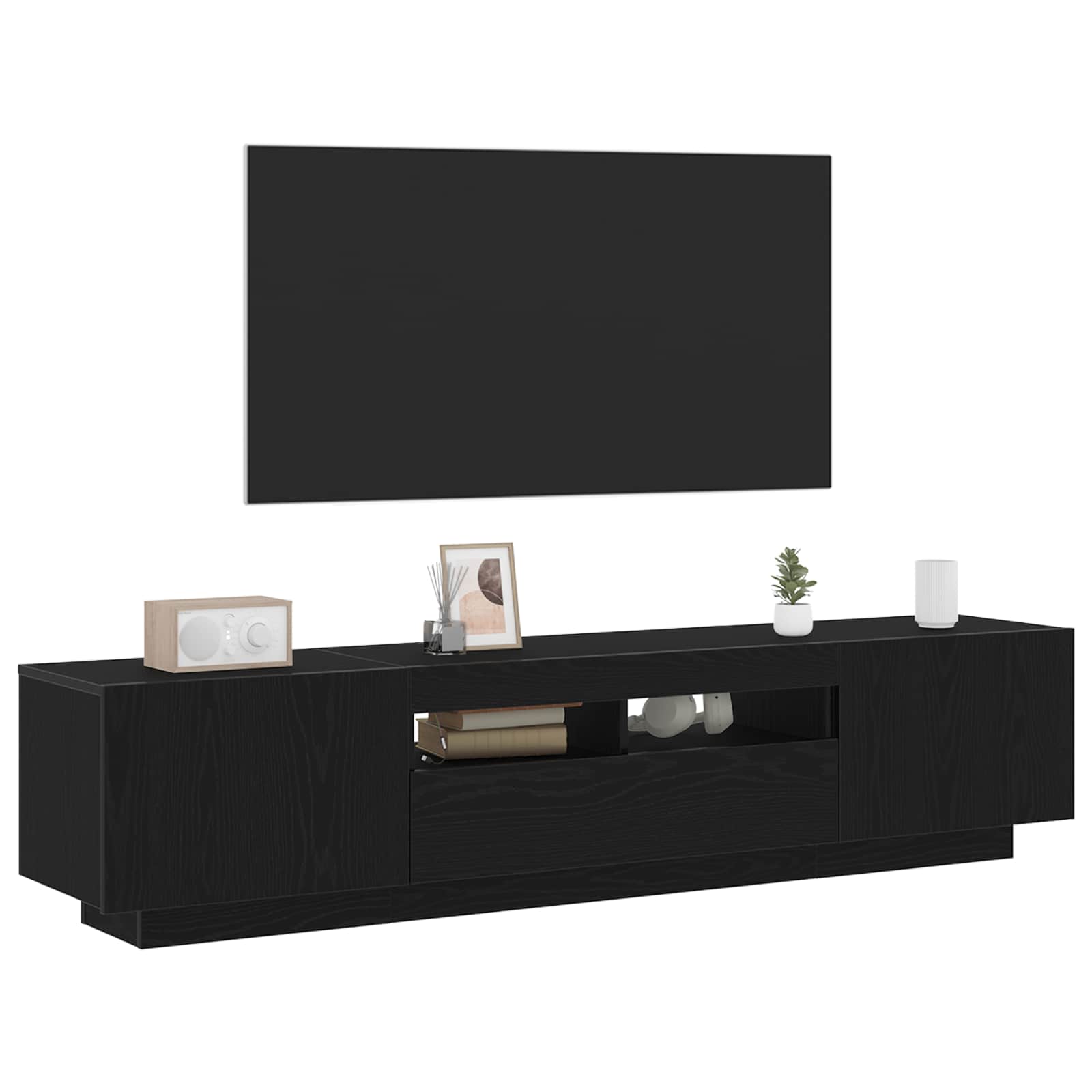 TV spintelių komplektas 2 pcs Juoda 180 x 35 x 40 cm