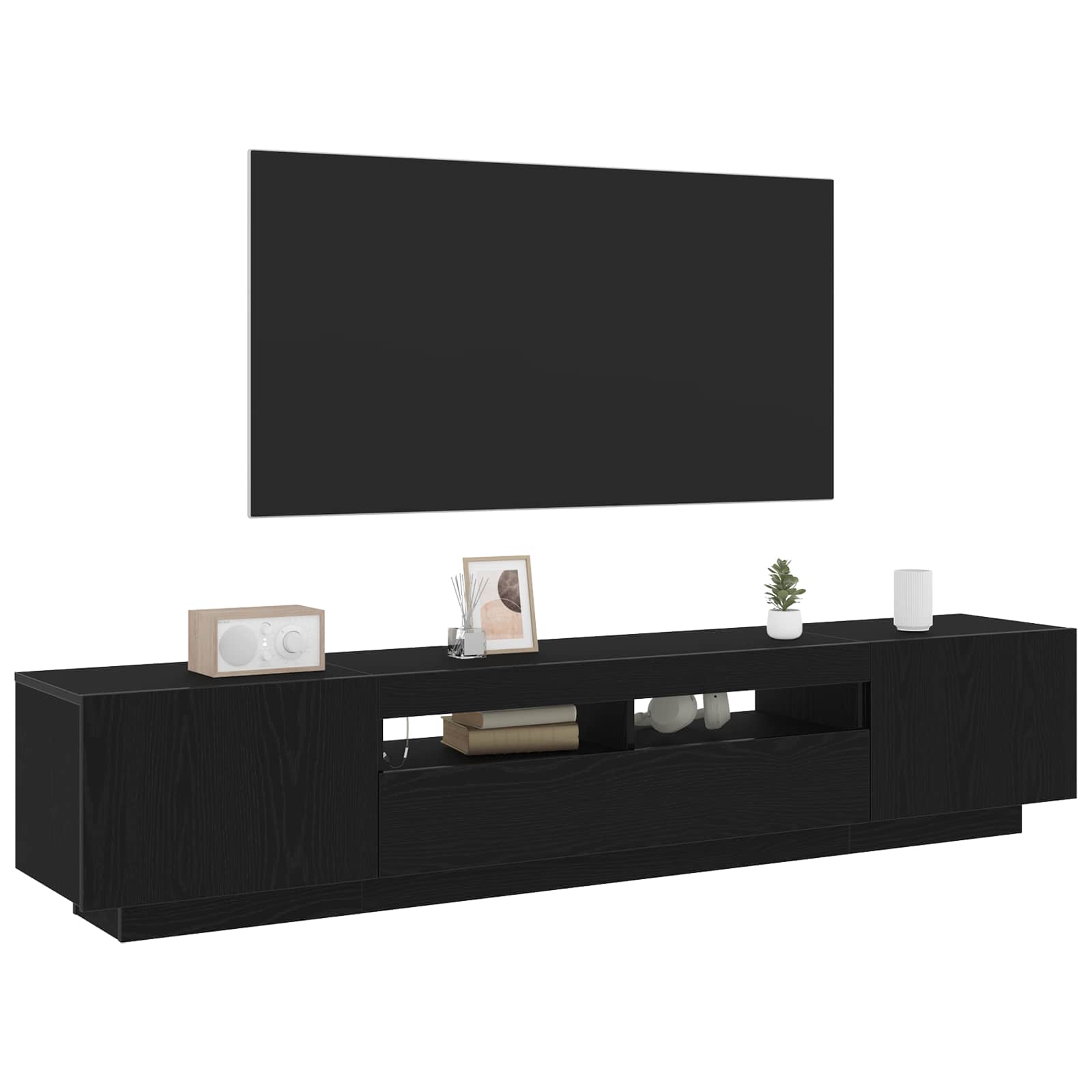 TV spintelių komplektas 2 pcs Juoda 200 x 35 x 40 cm