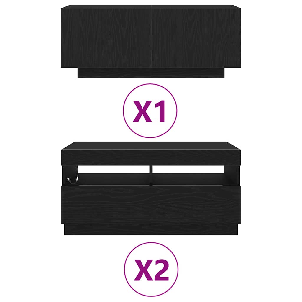 TV spintelių komplektas 3 pcs Juoda 260 x 35 x 40 cm