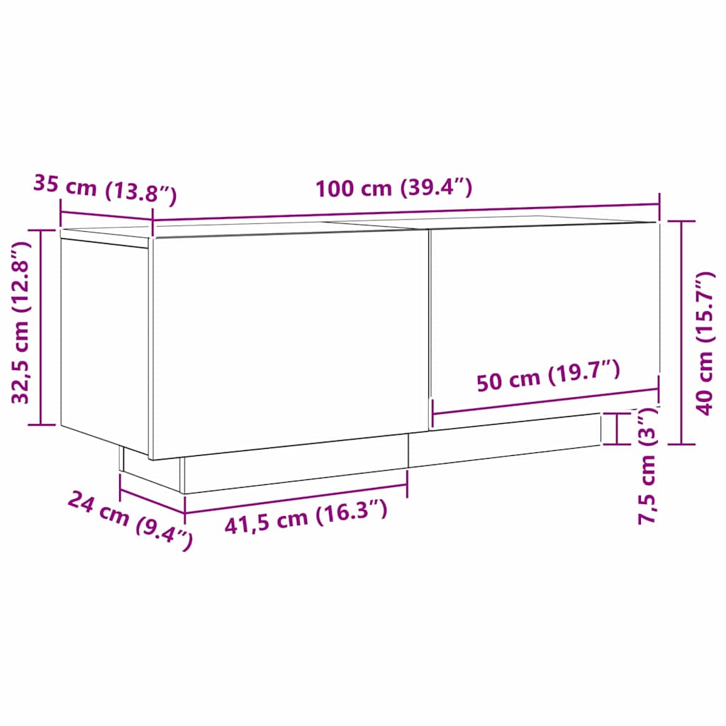 Televizoriaus spintelė Juodas ąžuolas 100 x 35 x 40 cm