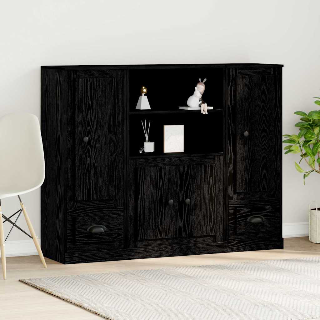 Tall Cabinet Black Oak 132x35.5x103.5 cm Engineered Wood