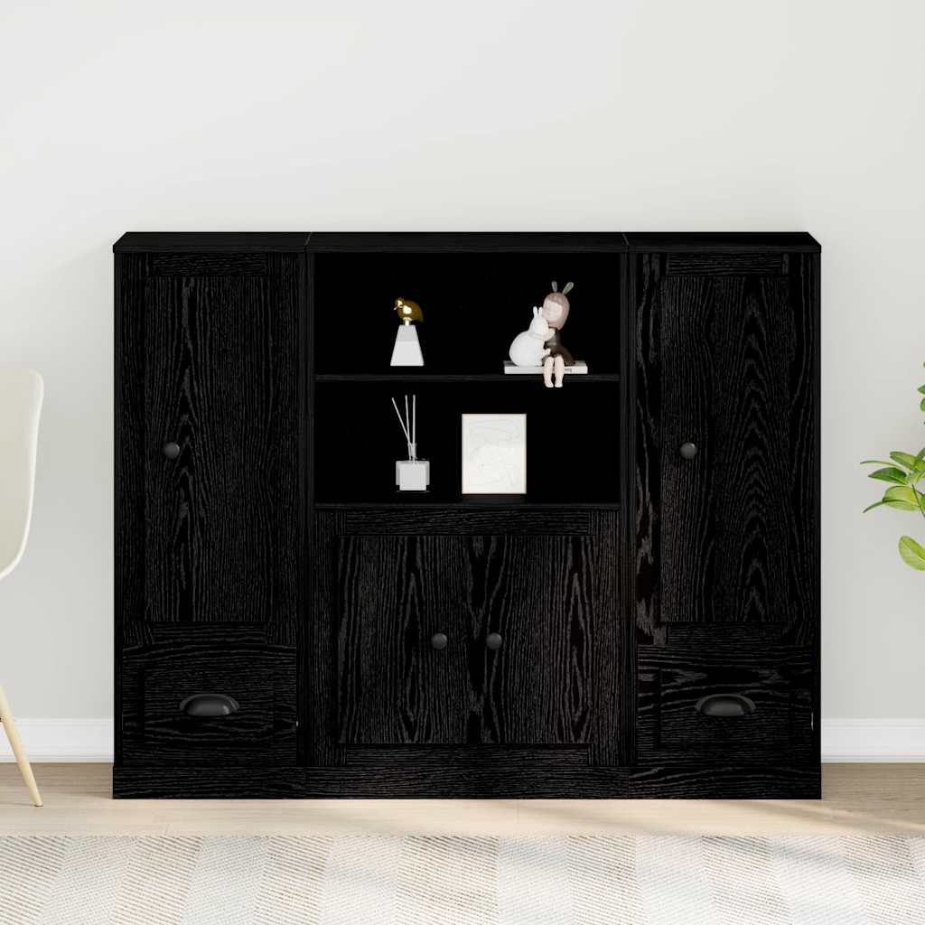 Tall Cabinet Black Oak 132x35.5x103.5 cm Engineered Wood