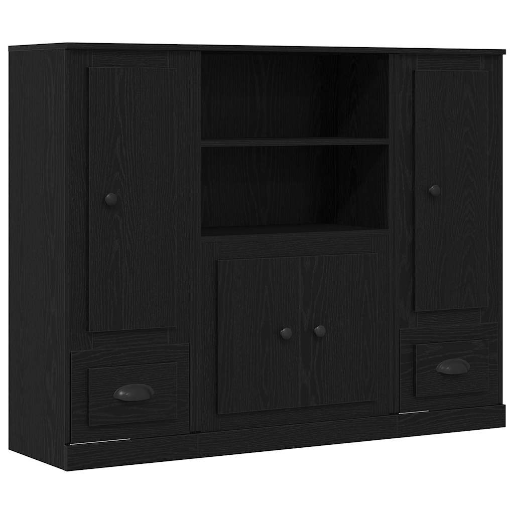 Tall Cabinet Black Oak 132x35.5x103.5 cm Engineered Wood