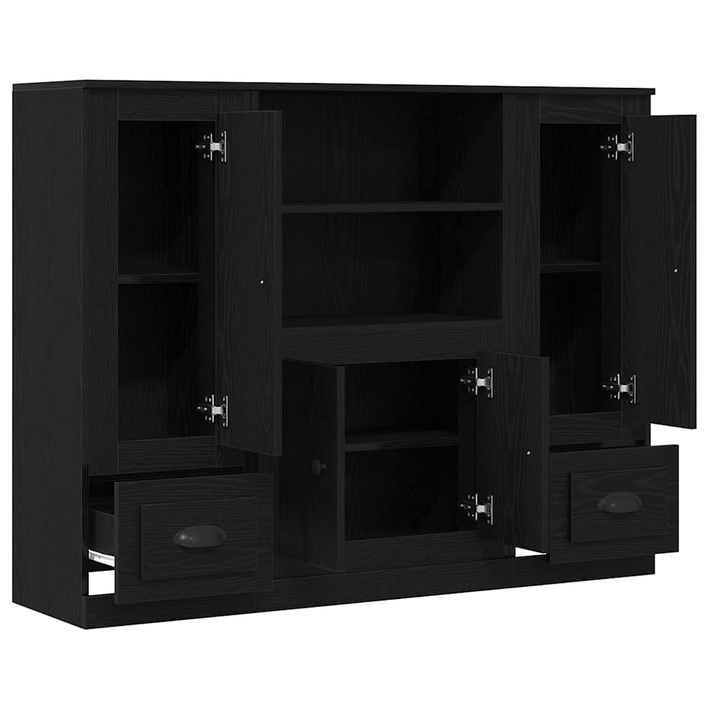 Tall Cabinet Black Oak 132x35.5x103.5 cm Engineered Wood