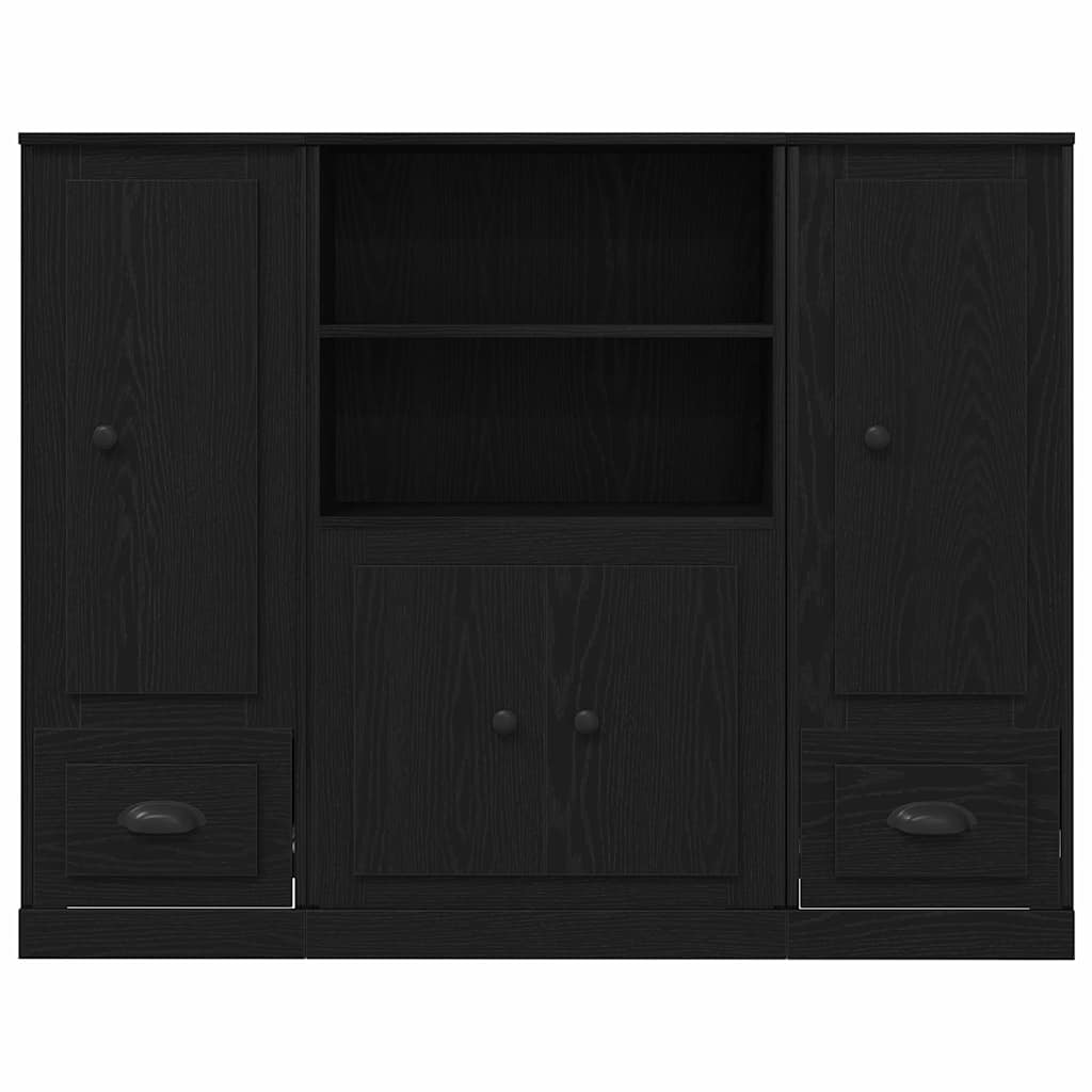 Tall Cabinet Black Oak 132x35.5x103.5 cm Engineered Wood