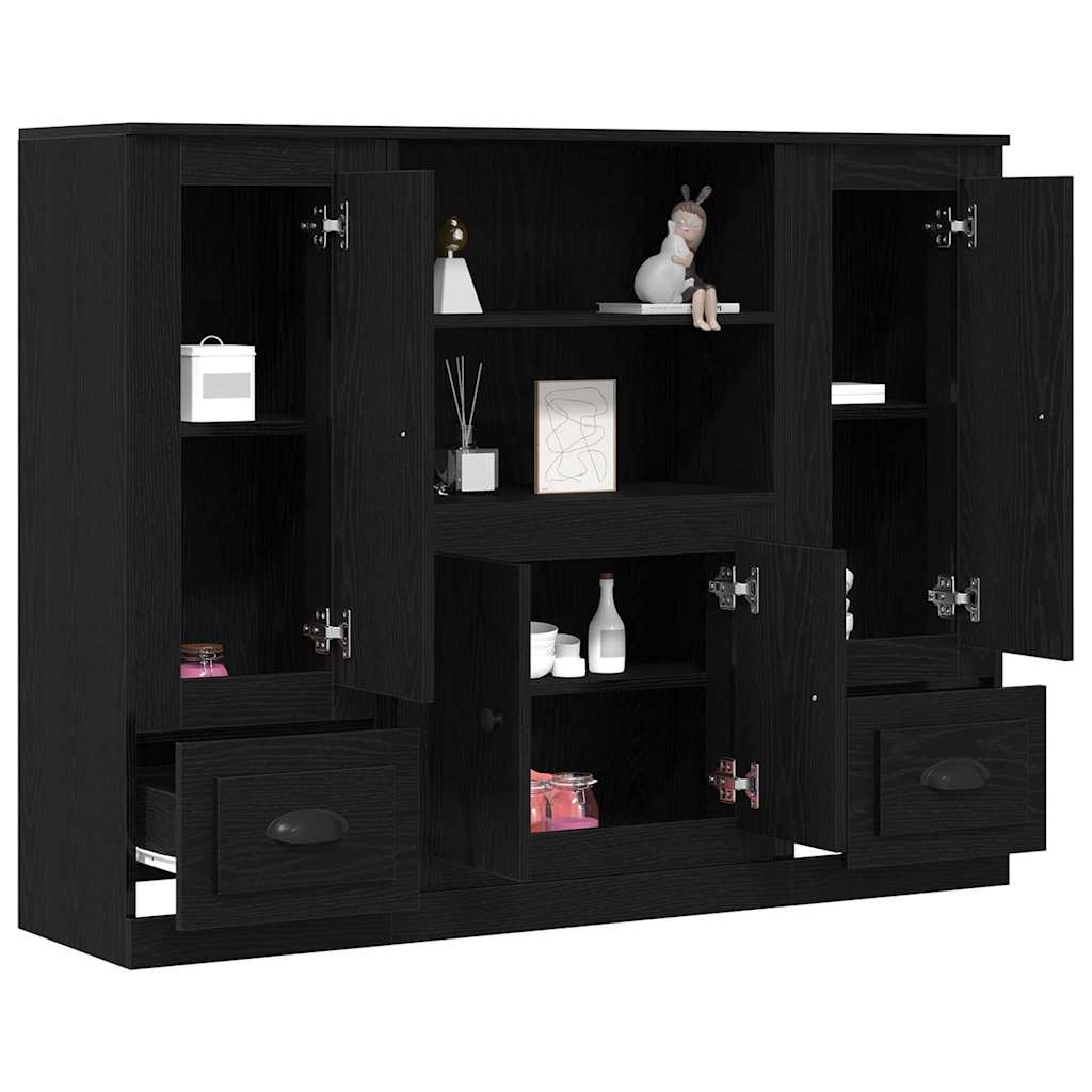 Tall Cabinet Black Oak 132x35.5x103.5 cm Engineered Wood