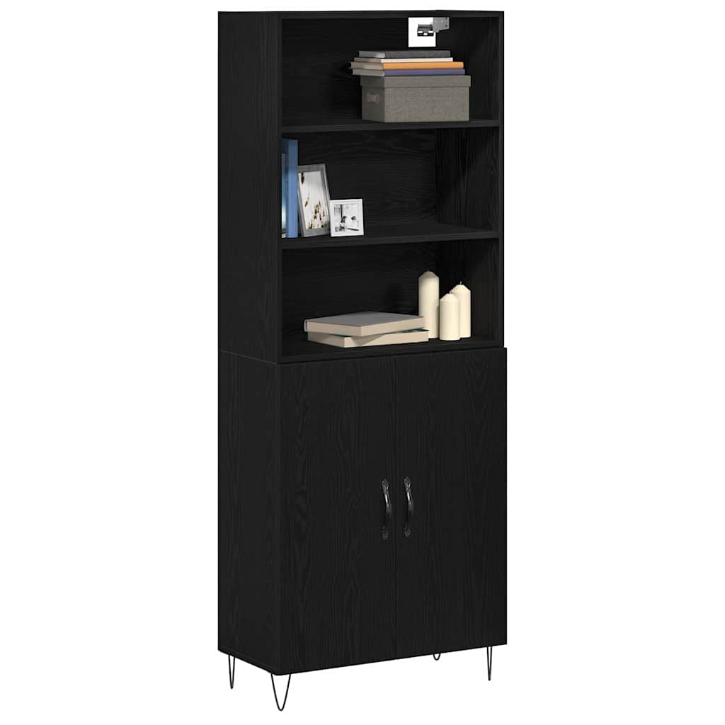 Tall Cabinet Black Oak 69.5x34x180 cm Engineered Wood
