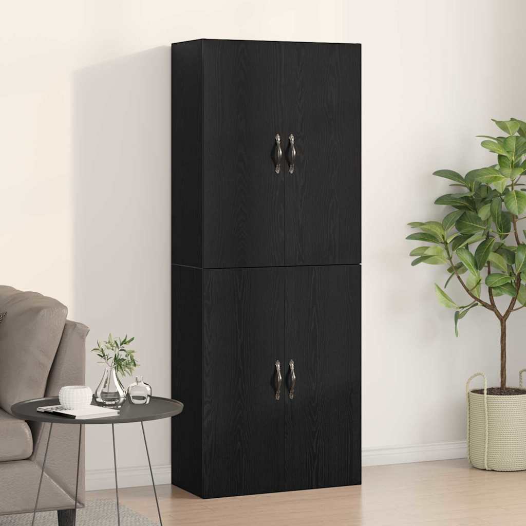 Spintelės 2 vnt Juoda 69,5x34x180 cm Inžinerinė mediena