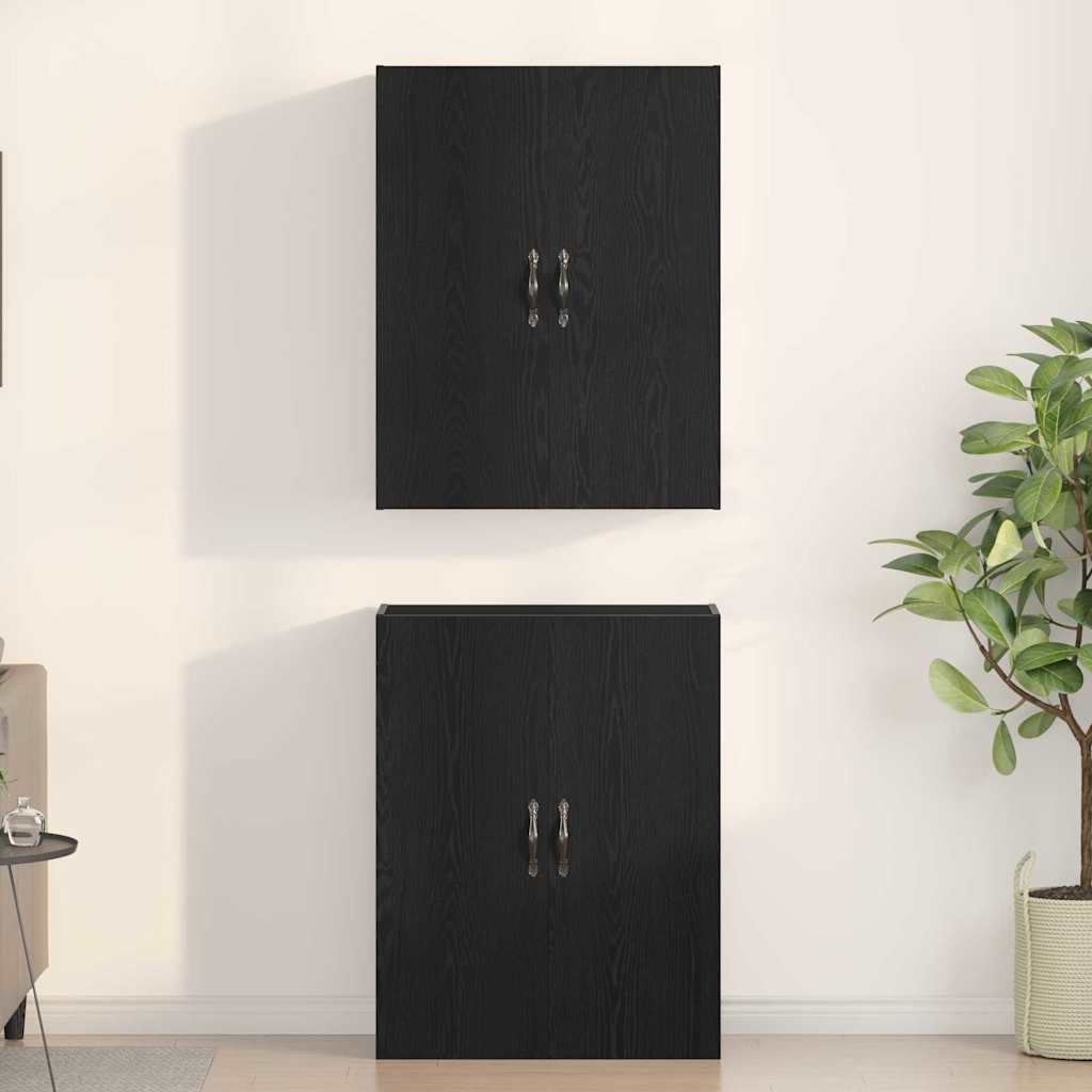 Spintelės 2 vnt Juoda 69,5x34x180 cm Inžinerinė mediena
