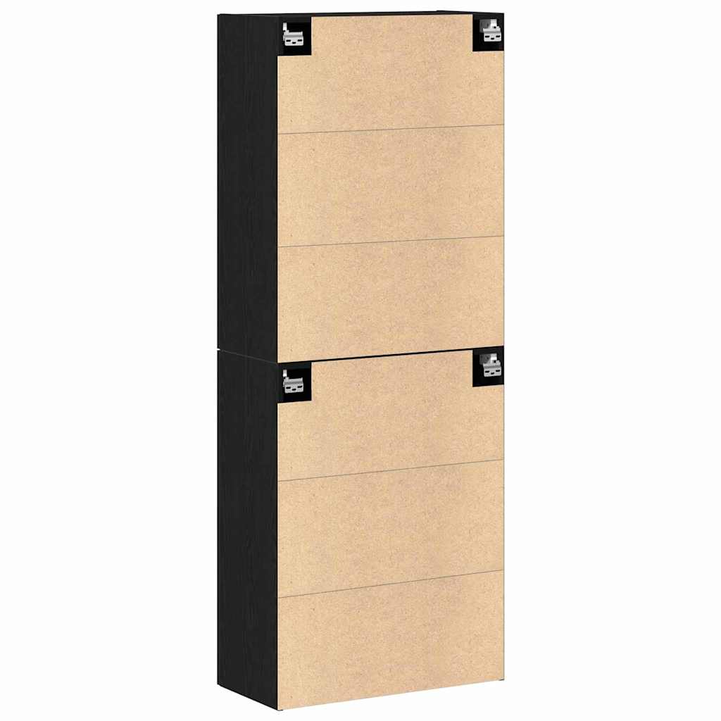 Skapji 2 gab. Melni 69,5x34x180 cm Inženierijas koks