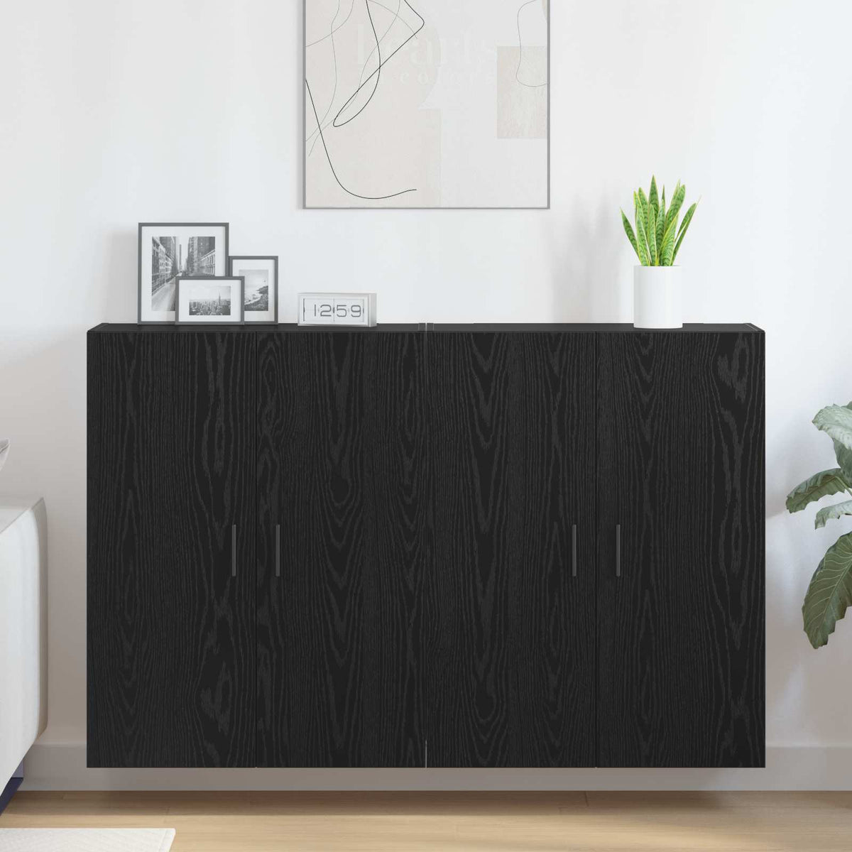 Spintos 2 vnt Juodas 69,5x34x180 cm Inžinerinis medis