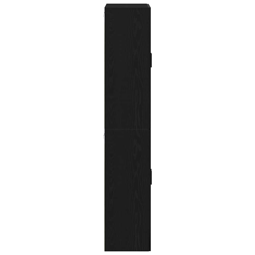 Spintos 2 vnt Juodas 69,5x34x180 cm Inžinerinis medis