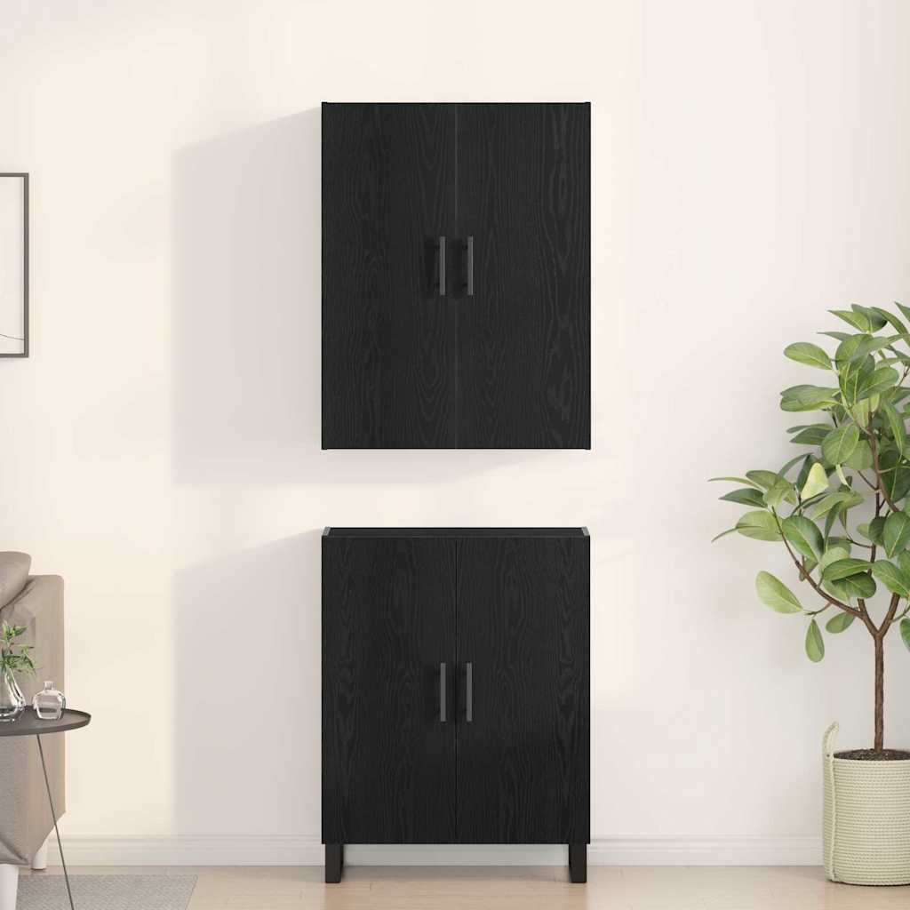 Aukštas spintelė 2 pcs juoda ąžuolo 69,5 x 34 x 180 cm