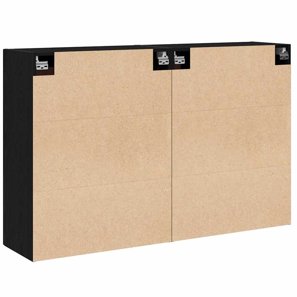 Wall-mounted cabinets 2 pcs Black oak Engineered wood