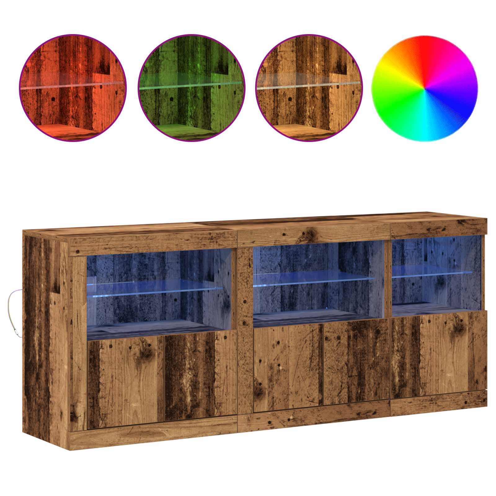 LED bufete "Vecais koks" 162 x 37 x 67 cm Apstrādāta koksne