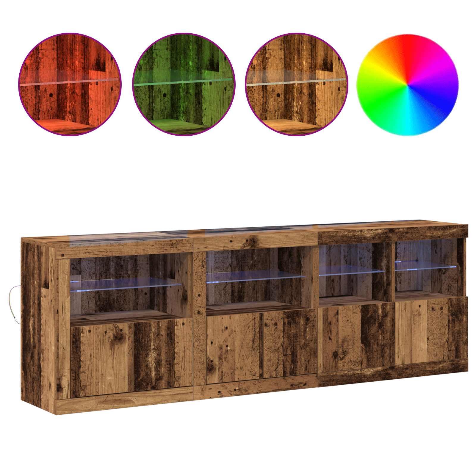 LED Bufetas Senas medis 202 x 37 x 67 cm Apdirbta mediena