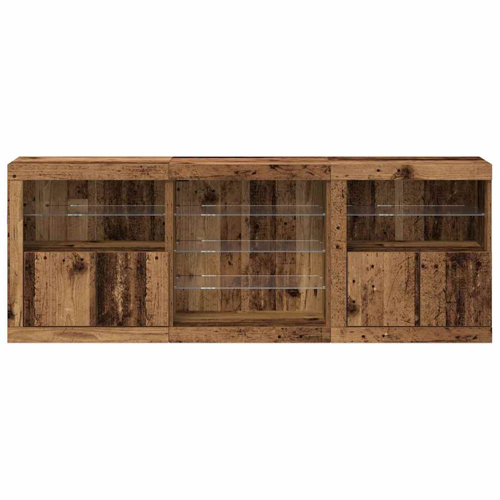 LED Bufetas Senas medis 181,5 x 37 x 67 cm Apdirbta mediena