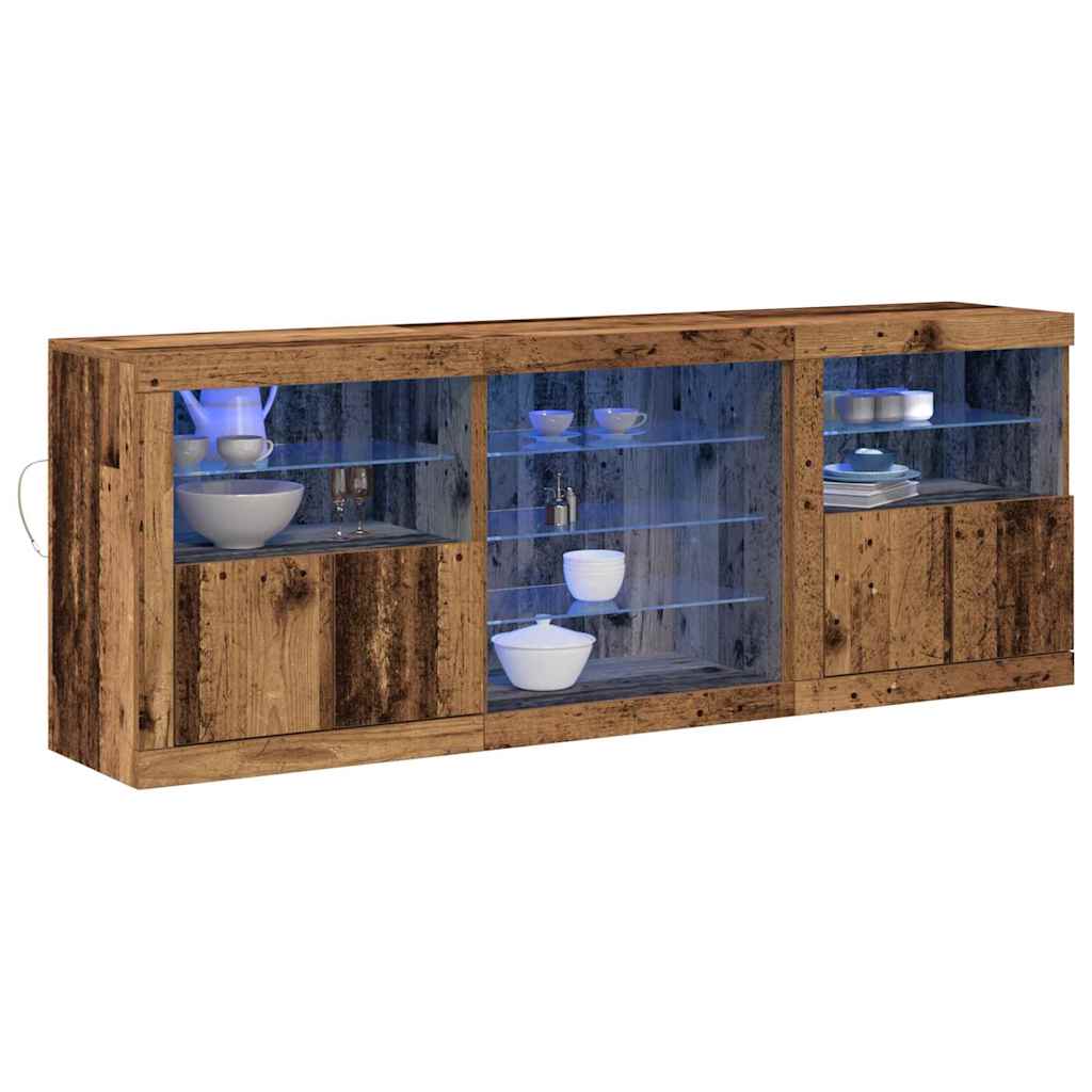 LED Bufetas Senas medis 181,5 x 37 x 67 cm Apdirbta mediena