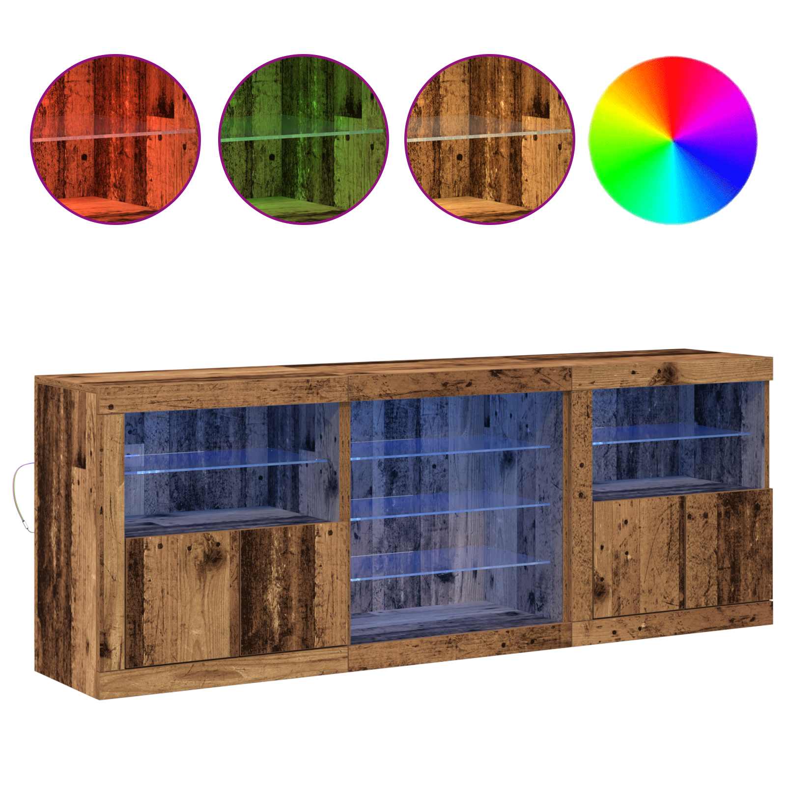 LED Bufetas Senas medis 181,5 x 37 x 67 cm Apdirbta mediena