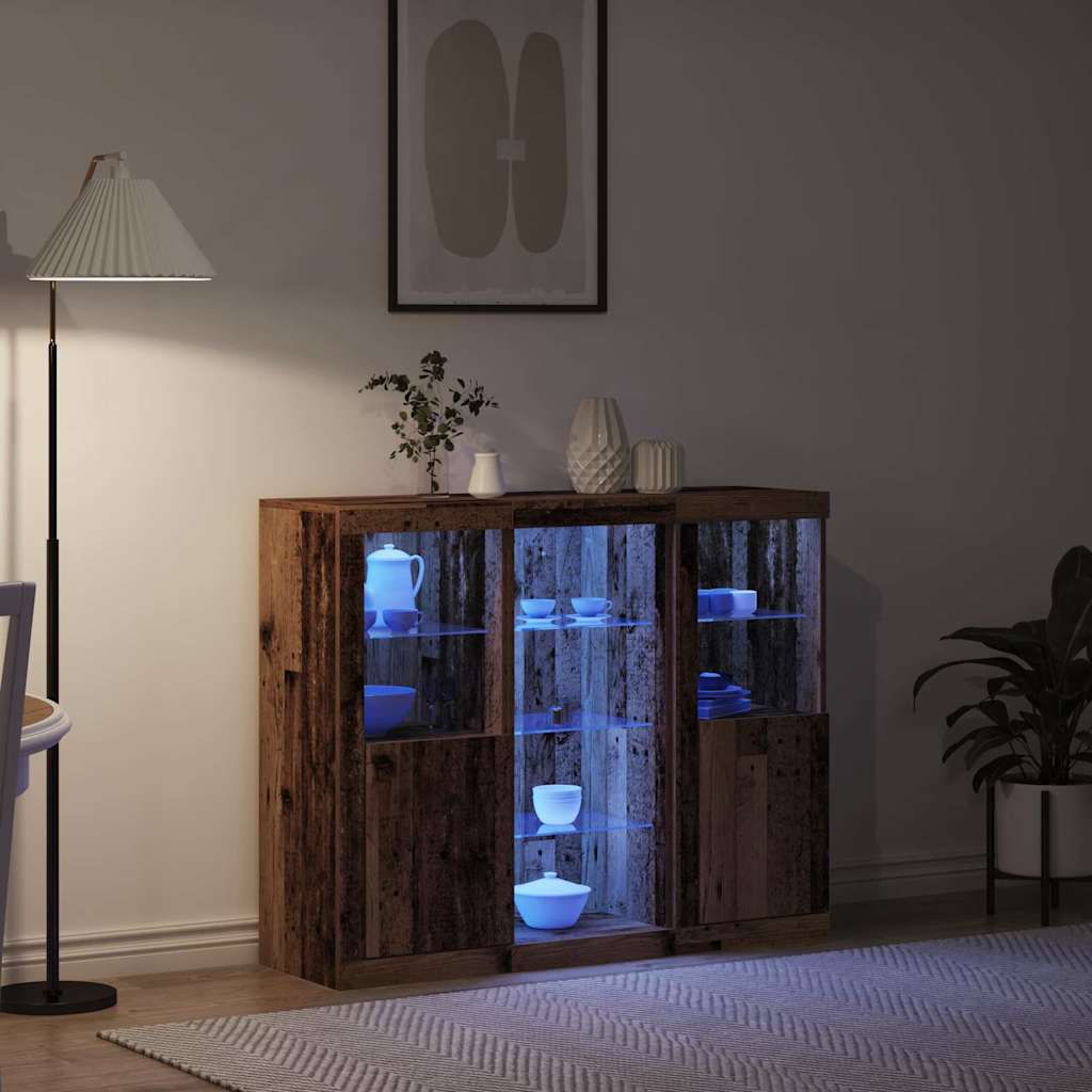 Half-Stand with LED Lights Old Wood 123x37x100 cm Engineered Wood