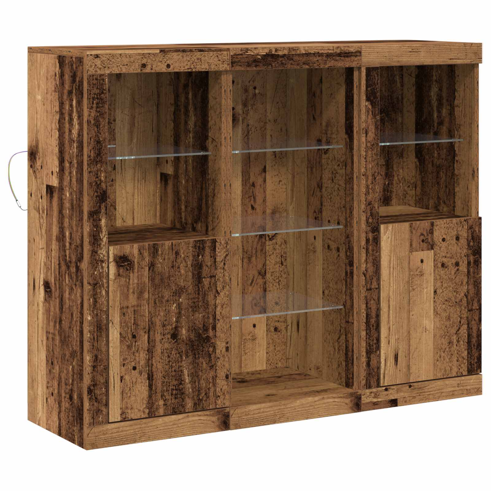 Half-Stand with LED Lights Old Wood 123x37x100 cm Engineered Wood