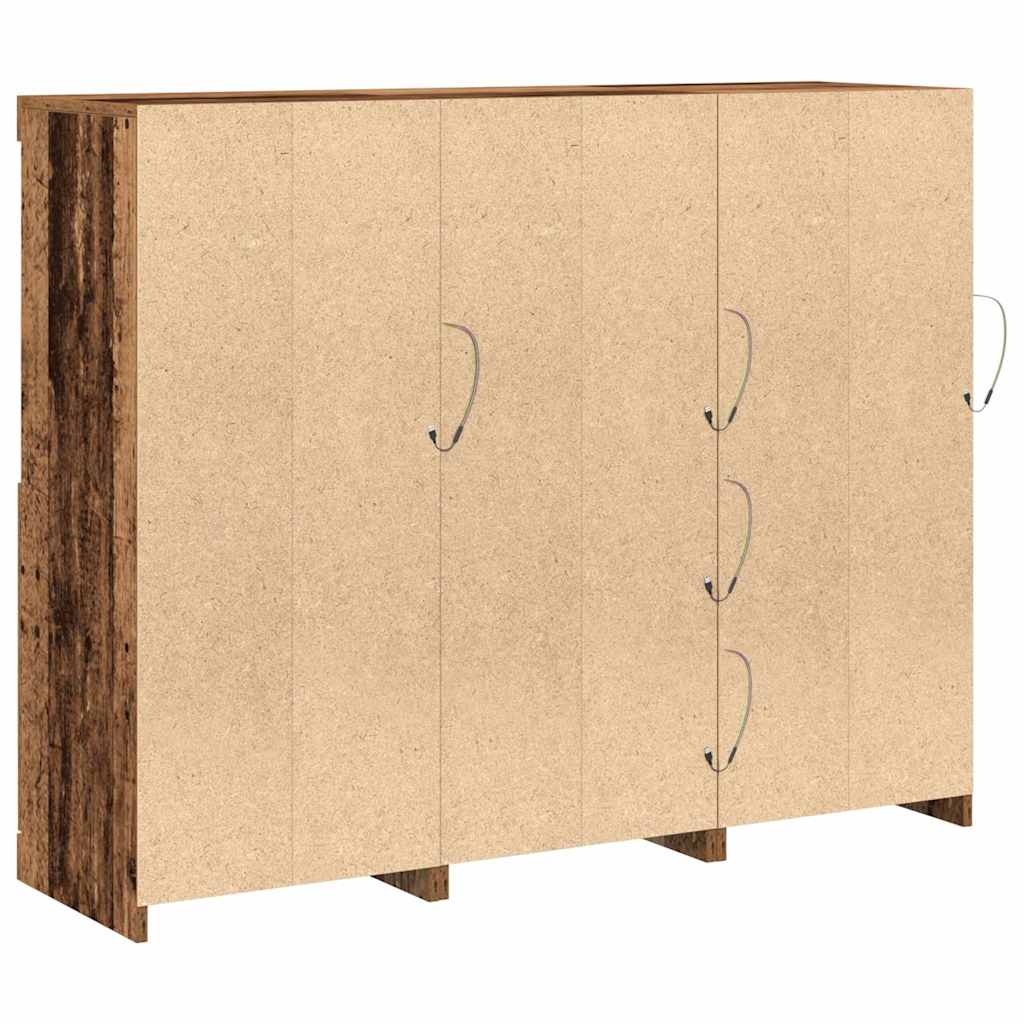 Half-Stand with LED Lights Old Wood 123x37x100 cm Engineered Wood