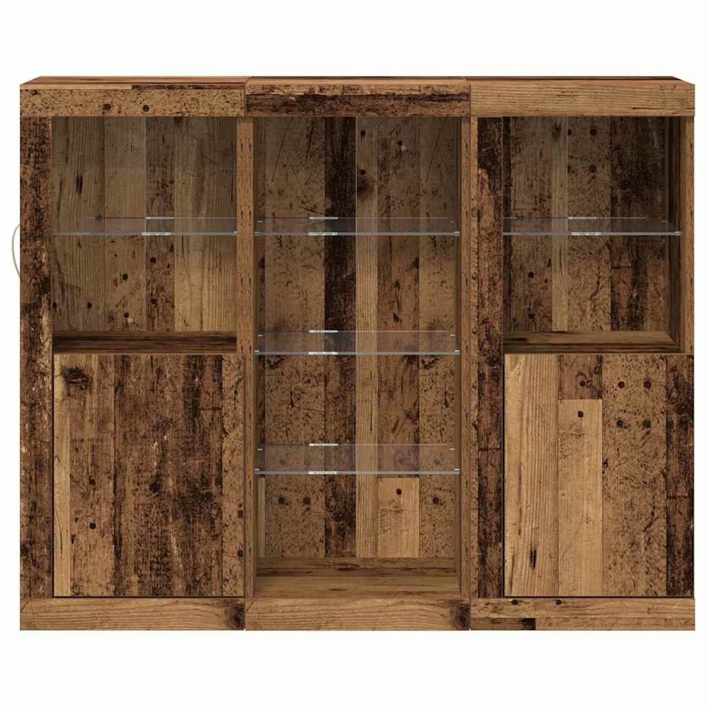 Half-Stand with LED Lights Old Wood 123x37x100 cm Engineered Wood