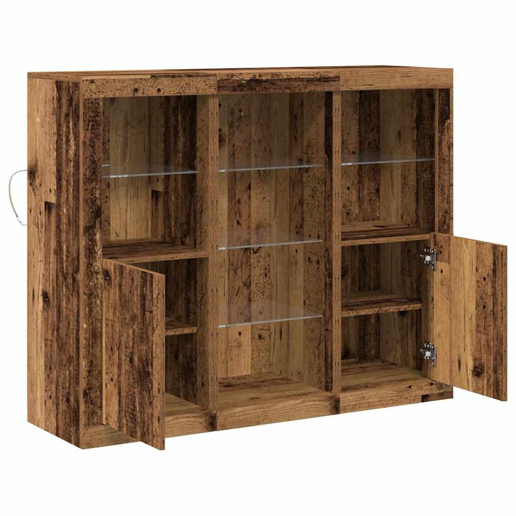 Half-Stand with LED Lights Old Wood 123x37x100 cm Engineered Wood