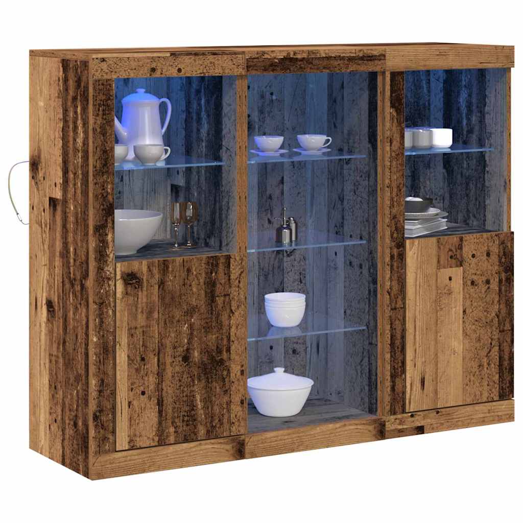 Half-Stand with LED Lights Old Wood 123x37x100 cm Engineered Wood