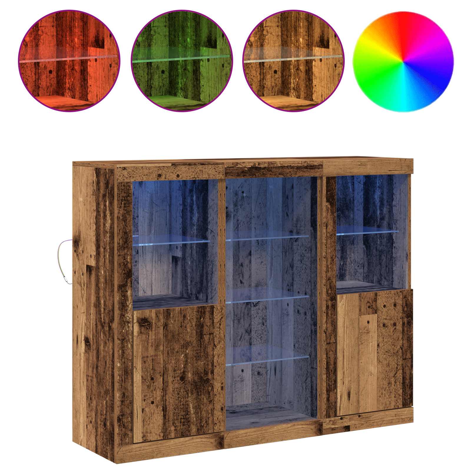 Half-Stand with LED Lights Old Wood 123x37x100 cm Engineered Wood
