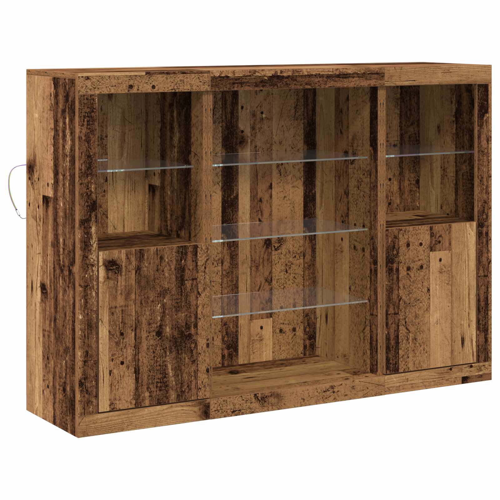 Sideboard with LED lighting, aged wood 143 x 37 x 100 cm