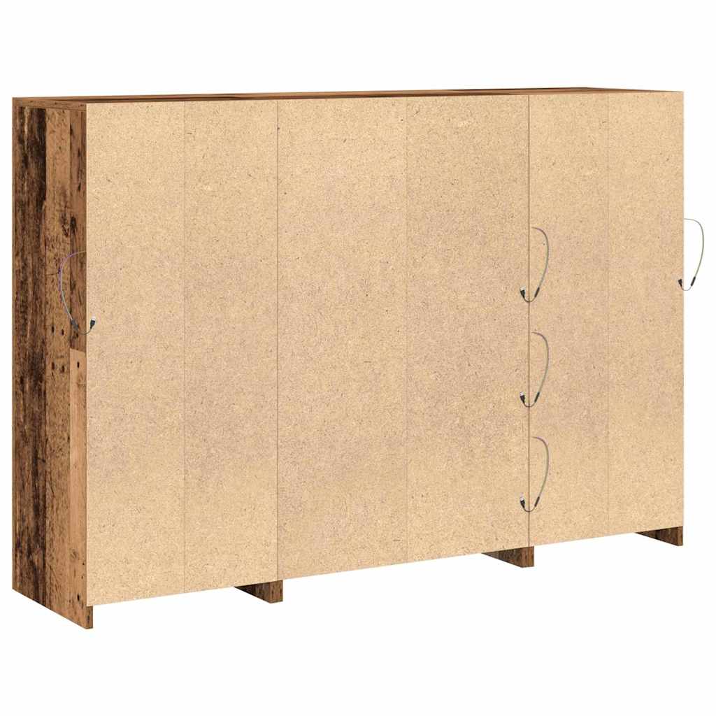 Sideboard with LED lighting, aged wood 143 x 37 x 100 cm