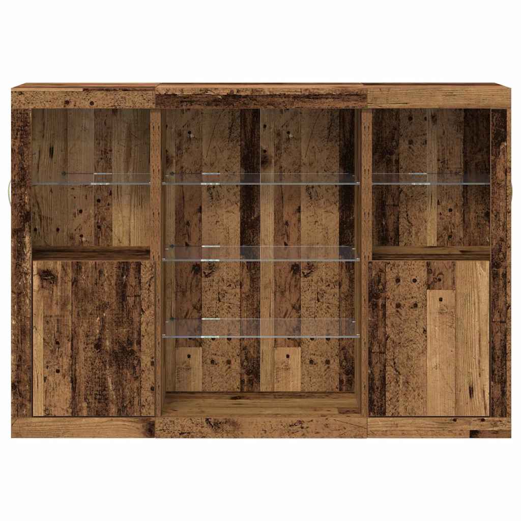 Sideboard with LED lighting, aged wood 143 x 37 x 100 cm