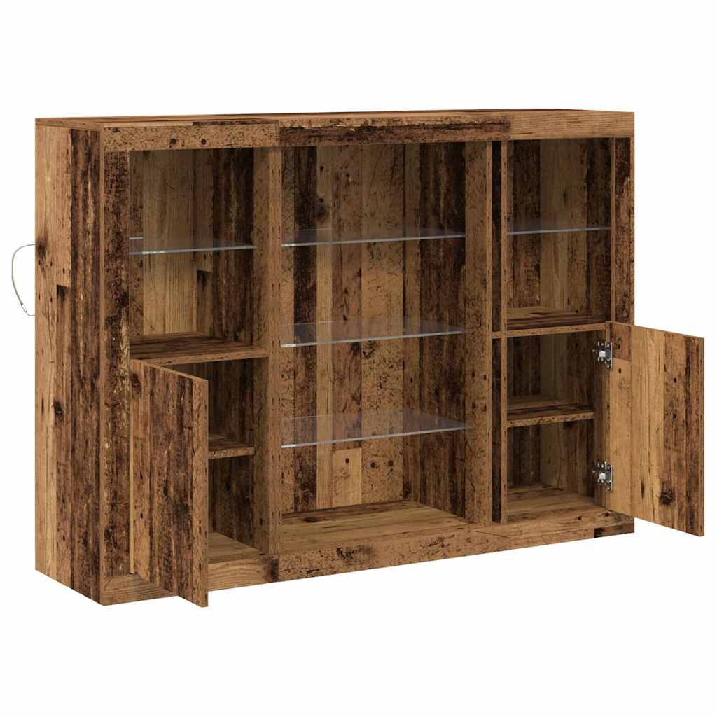 Sideboard with LED lighting, aged wood 143 x 37 x 100 cm