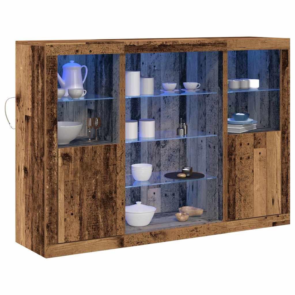 Sideboard with LED lighting, aged wood 143 x 37 x 100 cm