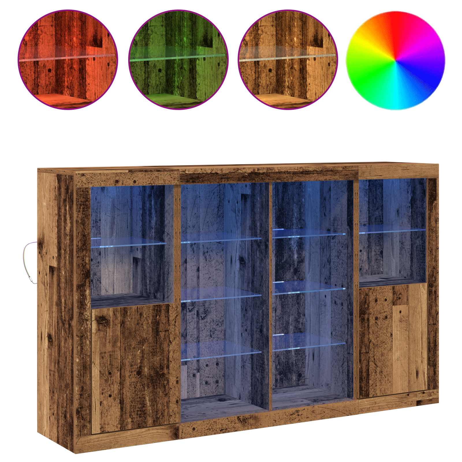 Sekcija su LED Šviesomis Sena Medinė 163x37x100 cm inžinerinė mediena