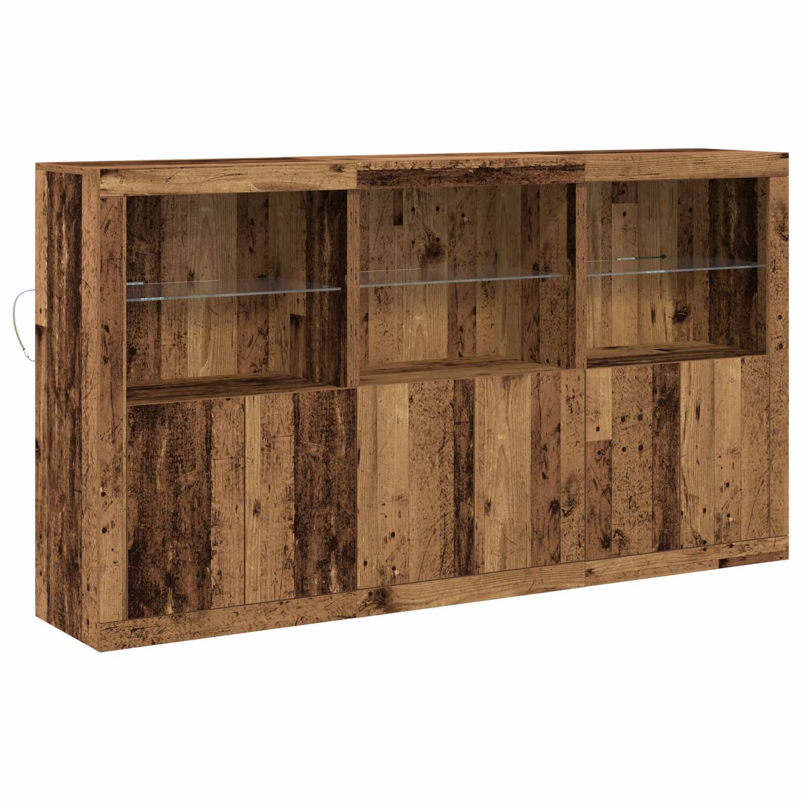 šoninė spinta su LED šviesomis, senas medis 181.5x37x100 cm, inžinerinė mediena